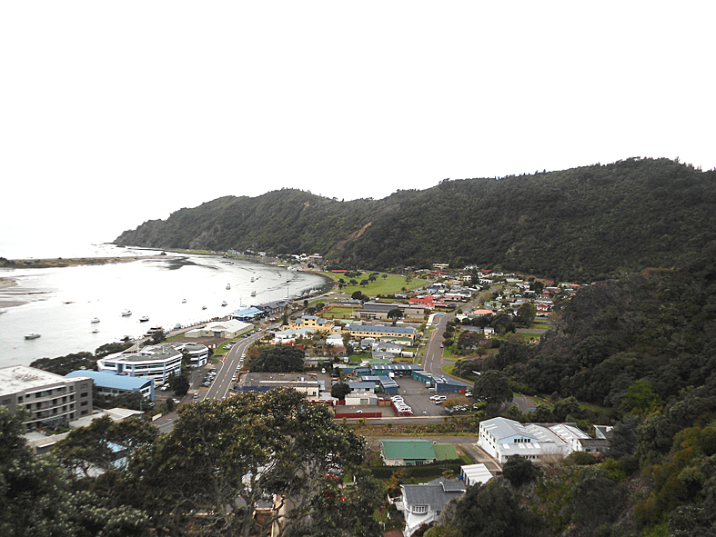 Whakatane township looking out towards the heads.